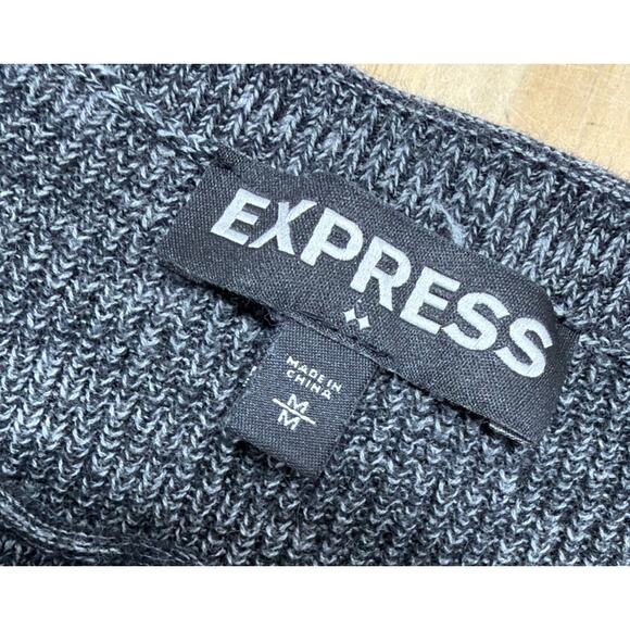 Express Men’s Gray And Black Static Knit Henley Button Sweater Size M - Picture 5 of 6
